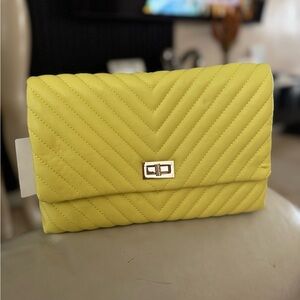 Yellow Quilted Clutch Bag